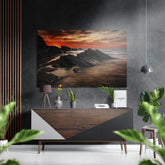 Sunset and Mountains Brushed Aluminium Dibond Wall Art.